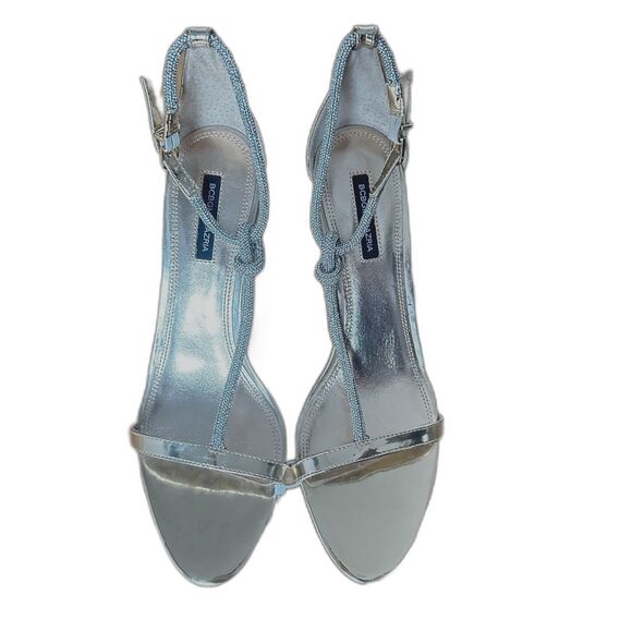 BCBGMAXAZRIA Platinum Rhinestone Heels – Size 9, Elegant Evening Sandals - Picture 2 of 6